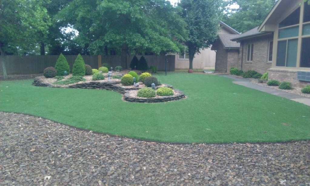 Artificial turf installation in a modern landscape design