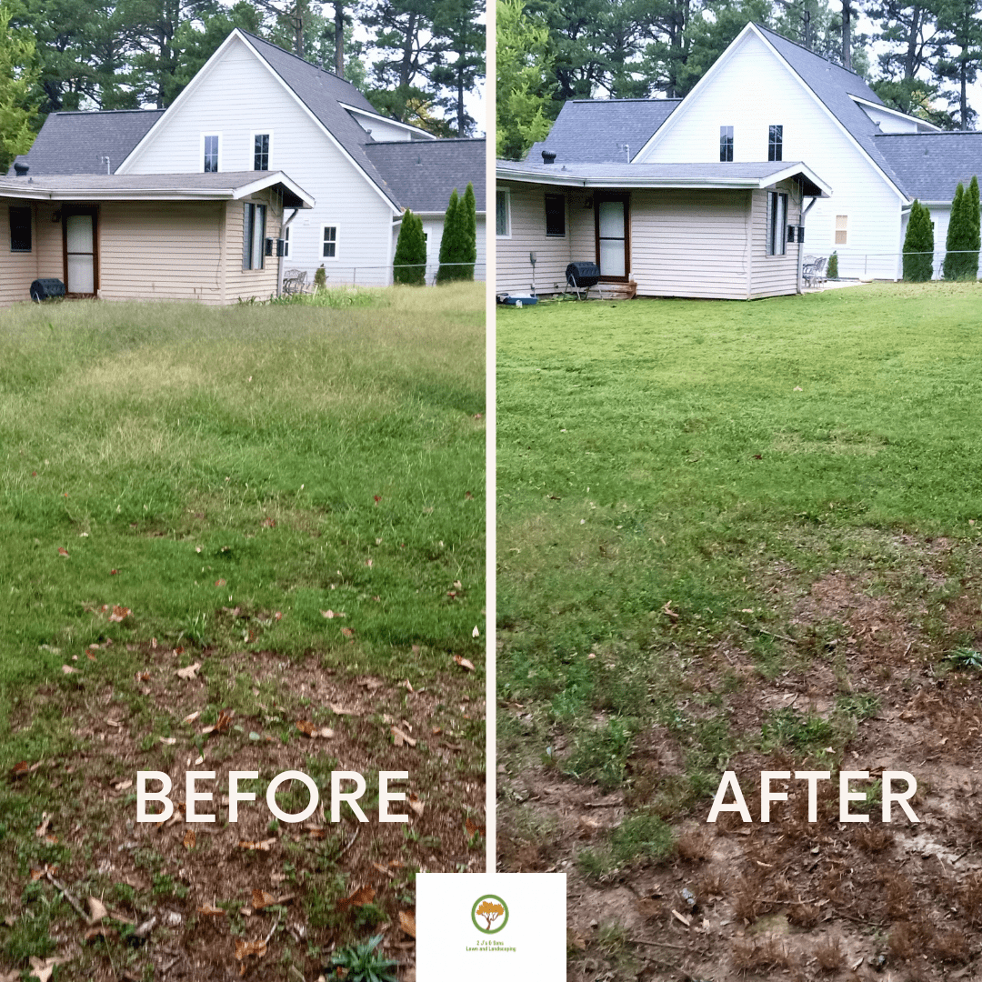 Side by side before and after mow service pictures
